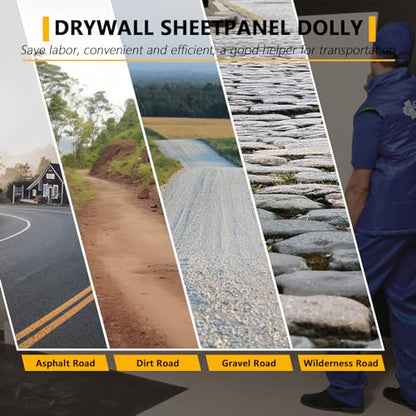 Panel Dolly,Heavy Duty Slab Dolly,10" Solid Rubber Tires Wheels,1000LBS Load Capacity All Terrain Moving Cart with Handle for Drywall Sheet Heavy Appliance & Material