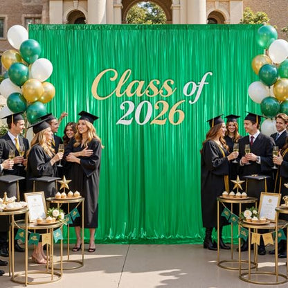 gogoparti 10x10FT Green Sequin Backdrop Curtain - 2 Panels of 5x10FT Wrinkle-Free Glitter Drapes for Photography, Birthdays, Weddings & Graduations - color: Green, size: 5FT x 10FT(2 panels)