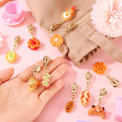Sparkeads 10Pcs Bread Alloy Resin Zipper Replacement Slider,Cute Zippers Sliders for Sewing,Metal Zipper Pull Replacement for DIY Tailor Craft Bag Luggage Clothing Wallet Costume Jacket Supplies-Food - style: Food