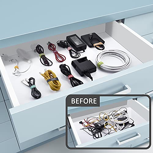 Cable Ties, 60 PCS 8 Inch Fastening Cable Straps, Reusable Hook and Loop Straps Wire Management, Cord Organizer Ties for Home Desk Office Organization - size: 8 inch