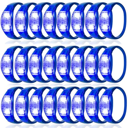 24 Pcs LED Glow Bracelets Sound Activated Led Flashing Bracelet Music Control Light Up Bracelets,Glow in The Dark Party Supplies For Birthday Carnival Concerts Night Events Christmas Gift (blue) - color: Blue