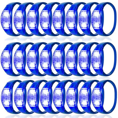 24 Pcs LED Glow Bracelets Sound Activated Led Flashing Bracelet Music Control Light Up Bracelets,Glow in The Dark Party Supplies For Birthday Carnival Concerts Night Events Christmas Gift (blue) - color: Blue