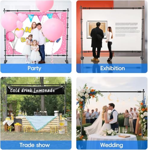 EMART 10x8ft Backdrop Banner Stand Adjustable Backdrop Stand Heavy Duty - size: 10 x 8FT