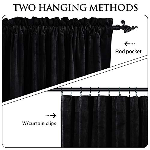 StangH Black Blackout Velvet Curtains 90 inches, Rod Pocket, 2 Panels - color: Neutral Series - Black, size: 52"W x 90"L (Pack of 2)