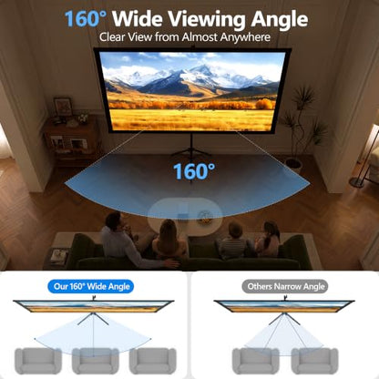 Portable Projector Screen with Tripod Stand, 100in Projection Screen Outdoor for Backyard, Camping, Washable Cloth Projector Screen with Water Weight Bag, Indoor Movie Screen, 16:9 - size: 100inch