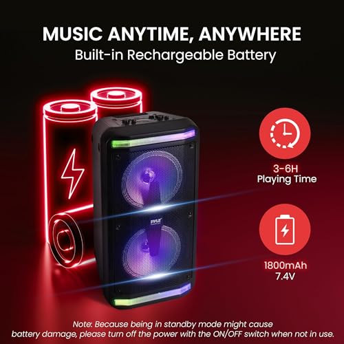 Pyle Sound Around Bluetooth Speaker & Microphone System - Portable Stereo Karaoke Speaker with Wired Mic, MP3/USB/Micro SD Readers, FM Radio (6.5’’ Subwoofers, 500 Watt MAX), Black, One Size, PPHP266B - color: Black, style: 500 Watt
