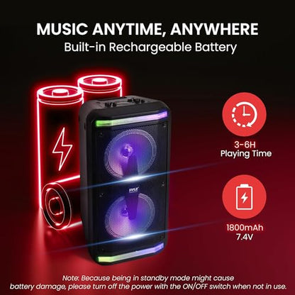 Pyle Sound Around Bluetooth Speaker & Microphone System - Portable Stereo Karaoke Speaker with Wired Mic, MP3/USB/Micro SD Readers, FM Radio (6.5’’ Subwoofers, 500 Watt MAX), Black, One Size, PPHP266B - color: Black, style: 500 Watt