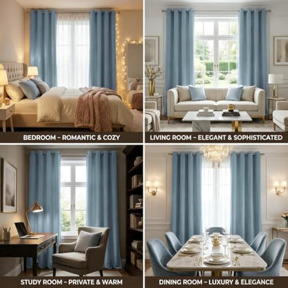 SNITIE Sky Blue 52”x84” Long Velvet Curtains with Grommet - 2P - color: Sky Blue, size: 52"W x 84"L (Pack of 2)