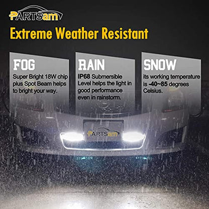 Partsam 6" LED Light Bar White 36W 6500K Super Bright Spot Work Pods Single Row Off Road Driving Fog Boat Light Waterproof SUV ATV 4WD Car Truck Golf Cart 12V 24V IP67 (2pcs)