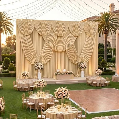 10ftx12ft Champagne Backdrop Curtain for Wedding Party 2 Panels 5×12FT Tall - color: Champagne, size: 10ftx12ft (2 Panels W5'xH12')
