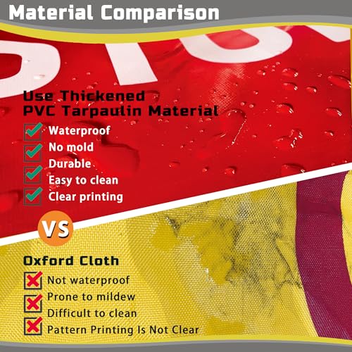 Safety Caution Barricade 3Panels Foldable Security Signs With PVC Tarp Removable Safety Barrier Wet Floor Guard Symbol Clear Printing Safety Fence(Red3) - color: Red- 3pcs