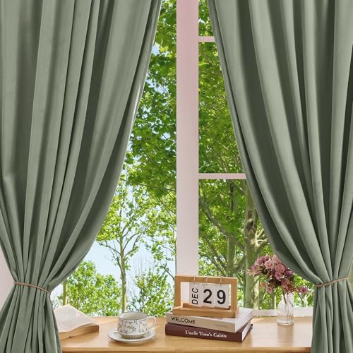 Manyshofu Sage Green Velvet Curtains, 2 Panels Blackout 52x84 | Luxurious Velvet Feel, Thermal Insulated Noise Reducing, Dual Back Tab And Rod Pocket Hanging, Machine Wash Fade-Resistant - color: Sage Green, size: 52"W x 84"L (Pack of 2)