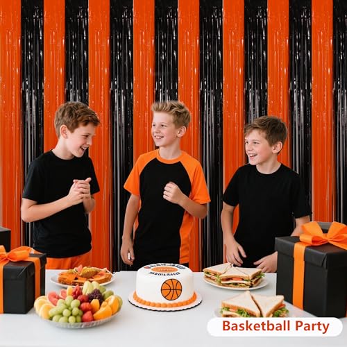 BEISHIDA Black Orange Door Streamers Backdrop Foil Fringe Tinsel Party Streamers Curtains Photo Backdrop - 2Pcs for Birthday Graduation Halloween Party Decoations - color: 05-black bronze