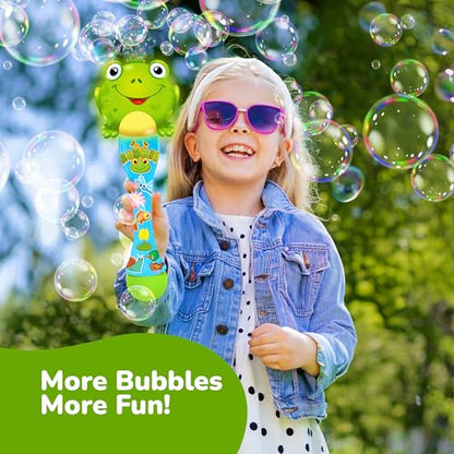 ArtCreativity Frog Bubble Wand - Bubble Toy with Bubbles Refill Solution, Stickers, Music & Lights - Kids Summer Outdoor Activity - Birthday Party Favors - Bubble Blower Machine (Pack of 2) - size: 12 inches x 2 inches x 12 inches (Pack of 2)