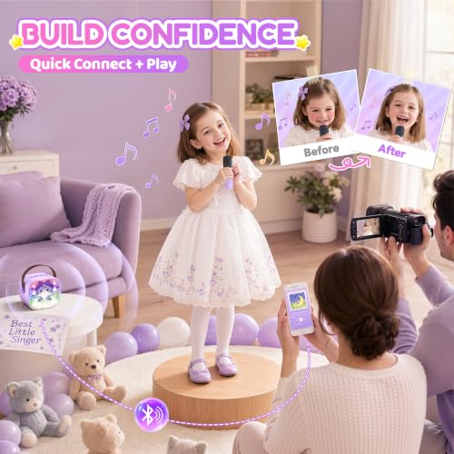 YLL Karaoke Machine for Kids, Birthday Gifts for Girls Ages 4-12 Years Toy - color: Violet-Cat