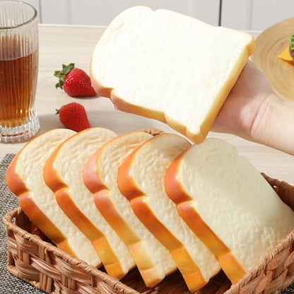 Joeabor 6pcs Artificial Bread Slices Set Fake White Sliced Bread Realistic Fake Food for Display Faux Bread Slice Model for Decoration Faux Food Props