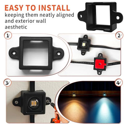 40 Set Light Clips Compatible with Govee Permanent Outdoor Lights Extension | for Govee H705A, B, C, H805 Outdoor Light Mounting Bracket Clips & Screws Not Compatible with Govee Pro Version Lights(Black) - size: 40 PCS Black for H705 H805
