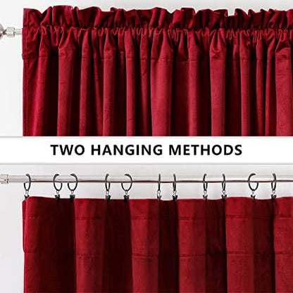 Benedeco Burgundy Red Velvet Blackout Curtains 52x84, 2 Panels | Elegant Room Darkening Thermal Insulated Noise Reducing Velvet Drapes with Back Tab and Rod Pocket for Living Room, Bedroom - color: Burgundy Red, size: 52"W x 84"L (Pack of 2)
