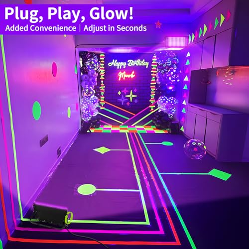 100W LED Black Lights with Switch+Plug, IP66 Waterproof, 2 Pack | Blacklight Flood Light for Halloween, Neon Glow Party Supply, Bedroom, Fluorescent Poster, Body Paint, Outdoor