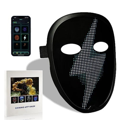 Depointer Life New Led Mask with Rechargeable Bluetooth-compatible App Controlled, Customizable Shining Mask, LED Lighted Face Transforming Masks For unisex-Adult - style: New-rechargeable