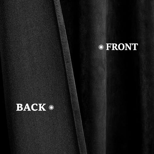 HOMEIDEAS Black Velvet Blackout Curtains, 52 x 96 Inches Long Heavy Duty Light Blocking Thermal Insulated Grommet Window Drapes for Threater, Bedroom, 2 Panels - color: Grommet-black, size: 52"W x 96"L (Pack of 2)