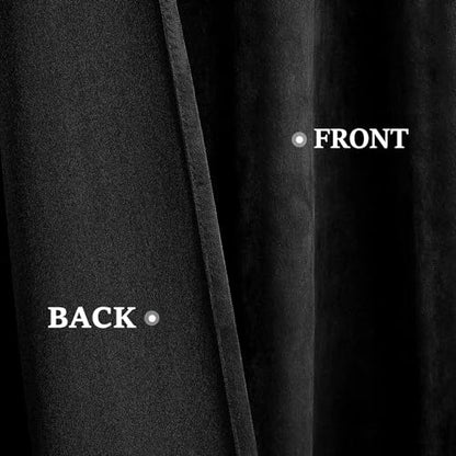 HOMEIDEAS Black Velvet Blackout Curtains, 52 x 96 Inches Long Heavy Duty Light Blocking Thermal Insulated Grommet Window Drapes for Threater, Bedroom, 2 Panels - color: Grommet-black, size: 52"W x 96"L (Pack of 2)