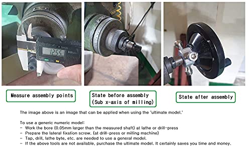 4" Ultimate Handwheel 1/2" Bore (100mm Dia.) - Heavy-Duty Phenolic + Aluminum Crank Handwheel with Revolving Grip for Table Saw, Lathe, Drill Press, Milling & Band Saw - Made in Korea - size: 4" X 1/2"