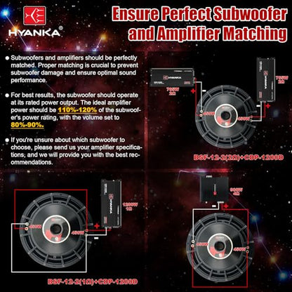 H YANKA BSF-12-2 12 Inch Subwoofer - 1800W MAX Power 12 Inch Paper Cone Subwoofer Car Audio, Black Aluminum Basket, 2.5“ Dual Voice Coil 2 Ohm Impedance 12" Subwoofer for Cars - size: 12 Inch, style: Dual 2 Ohm