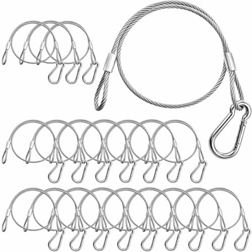 Stage Light Safety Cables for Stage DJ Party Lights 1/8 Diameter Stainless Steel Security Cable Wire Ropes with Loops and Snap Hook (5/32" Dia 20pcs) - size: 5/32" dia 20pcs