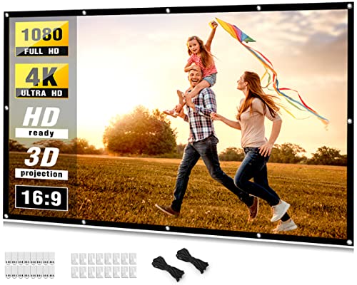 Projector Screen 100 inch, Taotique 4K Movie Projector Screen 16:9 HD Foldable and Portable Anti-Crease Indoor Outdoor Projection Double Sided Video Projector Screen for Home, Party, Office, Classroom - size: 100 inch