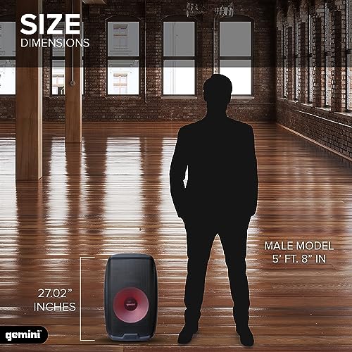 Gemini Sound AS-2115BT-LT Active 2000W Watt Party LED Light 15 Inch Woofer Powered Stage DJ Monitor Bluetooth PA Speaker, Wireless Stereo Pairing, Portable Fly Points | 15" powered PA with beat-synced LED show - XLR/1/4" mic inputs - Bluetooth, USB, SD, F