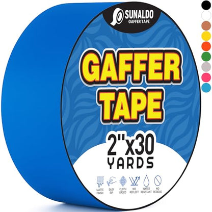 Gaffers Tape (2" x30 Yards) Heavy Duty, Easy Rip, No Residue | Blue - color: Blue, size: 2" x 30 Yards