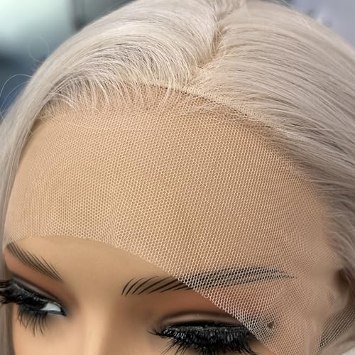 RONGDUOYI Ash Blonde Synthetic Lace Front Wigs for Women 13x4 Long Deep Curly Wave Light Grey Wig Middle Part Natural Hairline Daily Wear Cosplay 24Inch - color: Ash Blonde 4503