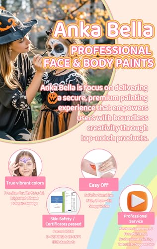 Professional Washable 24x10gm Face Paint for Kids & Adults,Water Based One Stroke Split Cake Face Painting Kit with Brushes,Non toxic ,Ideal for Easter/Parties/Halloween/Carnival - color: Multicolor