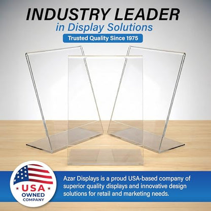 Azar 223238-3PK Anti-Glare Matte Clear Acrylic Sign Holders 8.5”W x 11”H – Portrait L-Shaped Frame for Tabletop, Counter Display – Side Loading, Durable Plastic Picture or Menu Frame (Pack of 3)