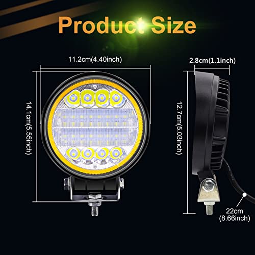 2PCS 4.5''LED Light Pods, 72W Round Spot Flood Combo Work Lights Off Road Fog Driving Lights with Halo LED Pods for 4x4,SUV,ATV,Tractor,Truck. (Yellow Halo) - color: Yellow Halo