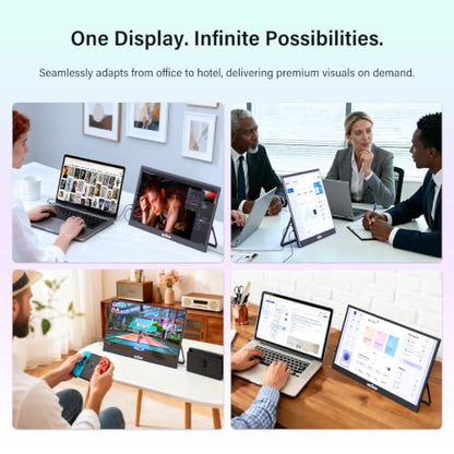 InnoView 4K Portable Monitor 18.5" 3840x2160 UHD USB-C HDMI for Laptop, 400 nits IPS Computer Gaming Display HDR Travel Monitor with W/180°Adjustable Stand for Desktop Mac Phones Tablet PS5/4 Switch - size: 18.5 Inches