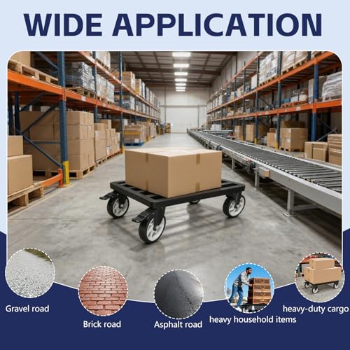 Heavy-Duty Stainless Steel Furniture Dolly 18'' x 14'' Inch, 2000LBS Capacity Moving Dolly with 5" Swivel Casters & Fastening Strap for Secure Moving of Furniture and Appliances - size: 18"L x 14"W x 7.5"H