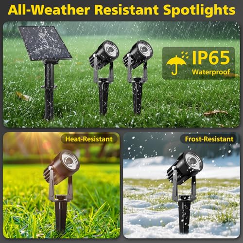 T-SUN Solar Spot Lights Outdoor, Dual Head Solar Spotlights, Warm White - color: Warm White, size: 2-IN-1