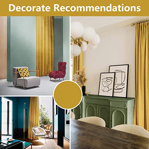 FY FIBER HOUSE Rod Pocket Ring Luxury Velvet Window Curtain Panels Blackout Draperies Heat Insulated Panel Drapes W52 X L84 Inch Set of 2 Panels Gold Yellow - color: Gold Yellow, size: 84"W x 52"L (Pack of 2)