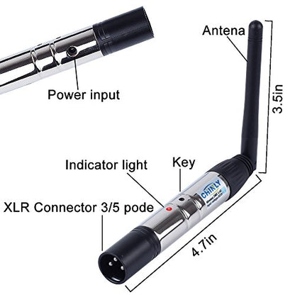 DMX Wireless, CHINLY 8pcs 2.4G DMX 512 1 Male Transmitter & 7 Female Receivers Short version for Stage PAR Party Light
