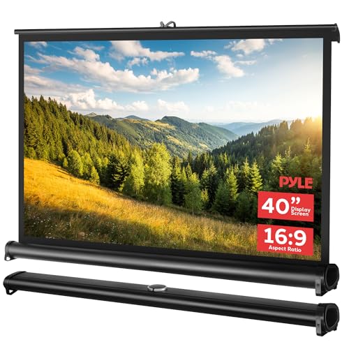 Pyle Portable Projector Screen 40 Inch - Versatile Mobile Stand, Easy Pull-Out, Lightweight & Durable for Indoor and Outdoor Presentations, Schools, Meetings, and Conferences, PRJTP46, White - size: 40 Inches - New