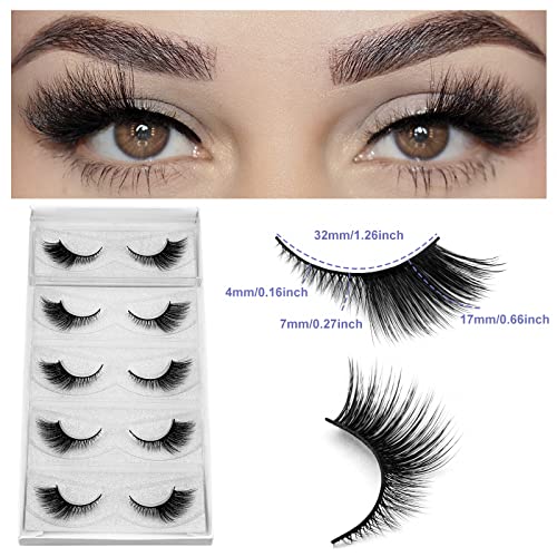 DYSILK Eyelashes Mink Lashes - False Eyelashes Fake Lashes 5 Pairs 6D Lashes Cat Eye Fake Eyelashes Strip Lashes Reusable Faux Mink Eyelashes Lash Extension Kit | Angel 4mm-17mm - color: 5 Pairs- 10