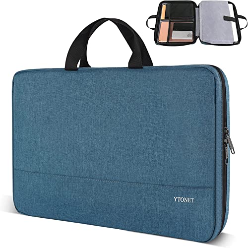 Ytonet 14 Inch Laptop Sleeve, Water Resistant TSA Laptop Case with Handle - color: Deep Teal, size: 14 in
