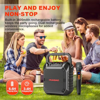 Karaoke Machine, Portable Bluetooth Speaker with Wireless Microphone for Adults & Kids, PA System with Remote Control Supports TF Card/USB/FM/AUX for Home Party, Indoor and Outdoor - size: 1 Mic