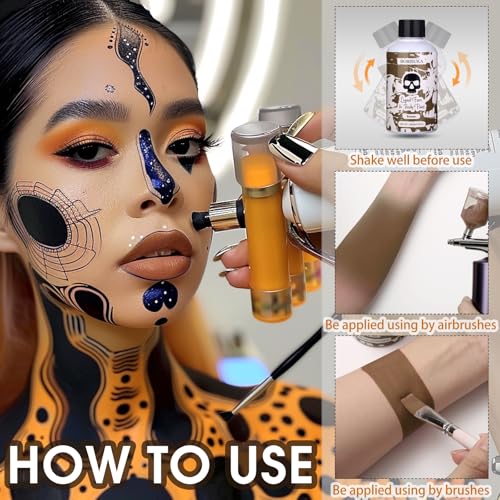 BOBISUKA Brown Face Body Paint Liquid Texture Washable Non Toxic Facepaint Fast Drying Foundation Makeup for Halloween Camo Hulk Hunting Cosplay SFX Costume Party Large Capacity(130ml) - color: Brown