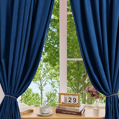 Manyshofu Navy Blue Velvet Curtains, 2 Panels Blackout 52x84 | Luxurious Velvet Feel, Thermal Insulated Noise Reducing, Dual Back Tab And Rod Pocket Hanging, Machine Wash Fade-Resistant - color: Navy Blue, size: 52"W x 84"L (Pack of 2)