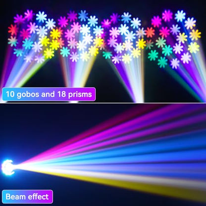 6-Pack Dj Light Moving Head 108W with Remote Rotating 18-Facet Prism 10 Gobos 8 Colors DJ Lighting Spotlight by DMX and Sound Activated for Wedding,Parties,Bar,Live Show - color: 6-PACK