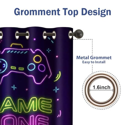 Jekeno Gaming Gamepad Blackout Curtains for Bedroom, 2 Panels Set 42x84 in - color: Gaming Gamepad, size: 42"W x 84"L (Pack of 2)