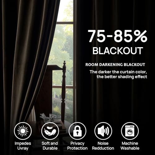 Brown Velvet Pinch Pleated Curtains: Living Room 96 Inches Long 2 Panels Set Luxury Darkening Thermal Insulated Drape with Hooks- Elegant Soundproof Noise Reducing Back Tab Window Curtain for Bedroom - color: Pinch Pleated | Brown, size: 40"W x 96"L (Pack
